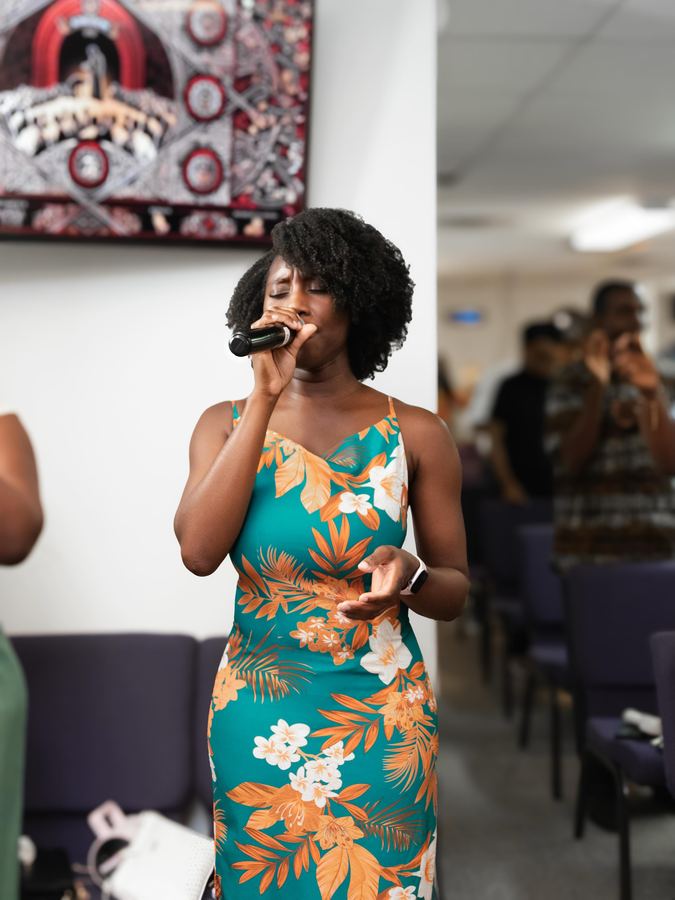 A singer leading praise